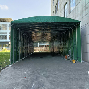 推拉雨棚大型仓库活动伸缩厂房雨篷户外移动停车遮阳雨帐篷排档蓬