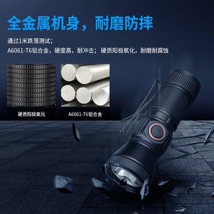 备 全铝远射千米强光超级特亮手电筒夜巡者在路上登山长续航爬山装