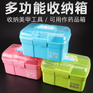 塑料大号收纳盒 多功能美甲工具箱家用便携急救多层医箱手提式