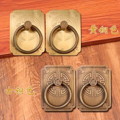 中式仿古黄铜实木门大门把手回纹长方形门锁拉手拉环门闩铜抽门栓