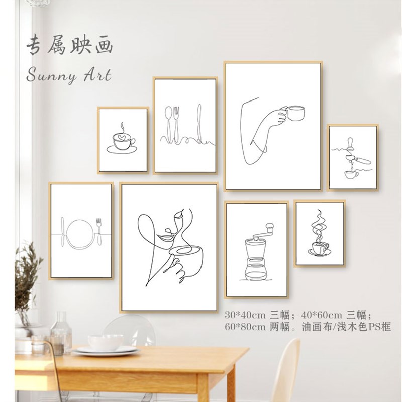 咖啡馆墙面休闲吧饮品店装饰画奶茶店氛围布置西餐厅极简海报挂画