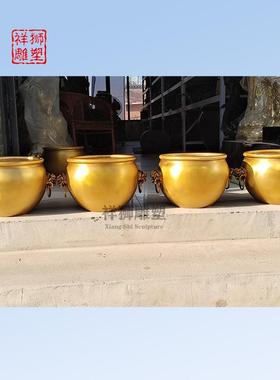 纯铜缸 黄铜小铜缸笔筒钢 金蟾进财缸家居办公工艺品摆件