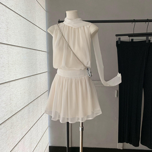 【人气新品】韩女橱 Labell韩国小众设计黑白气质收腰套装春夏女