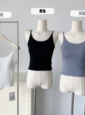 Wuus氧气方程式显腰细外扩胸型 性感小吊带背心自带胸垫上衣