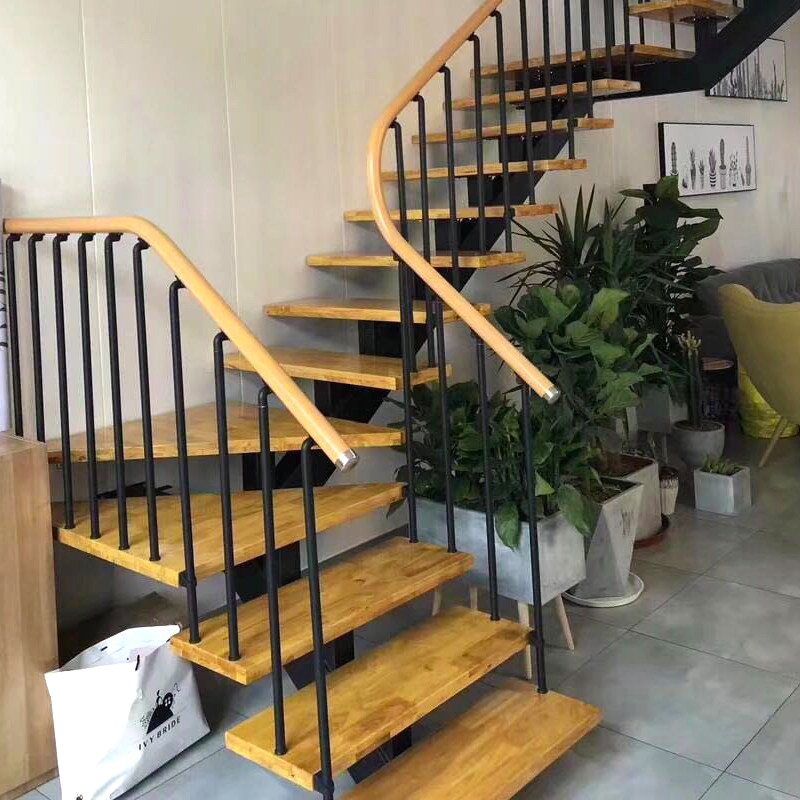 室内旋转楼梯转角直梯钢木楼梯阁楼复式别墅整体楼梯家用楼梯