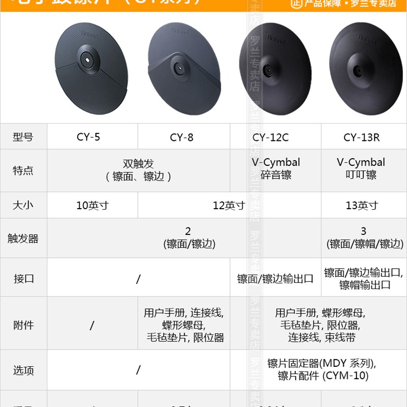 Rolnd罗兰电子鼓CY5 CY镲片P1打击垫KT1 MDY-支架
