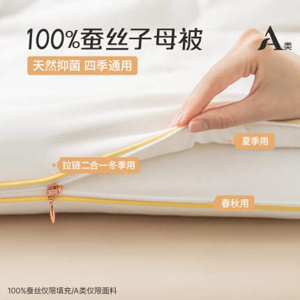 二合一子母被拉链款100%蚕丝子被C四季通用空调被芯春秋棉被子冬