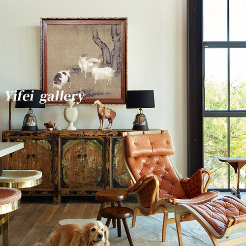 桔子格调三阳泰 三羊图 四羊图中式古董画框装饰画客厅玄关挂画