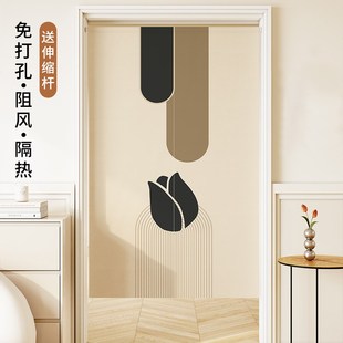 郁金香门帘遮挡帘家用免打孔门帘半帘H厨房隔断帘挂帘厕所卫生间