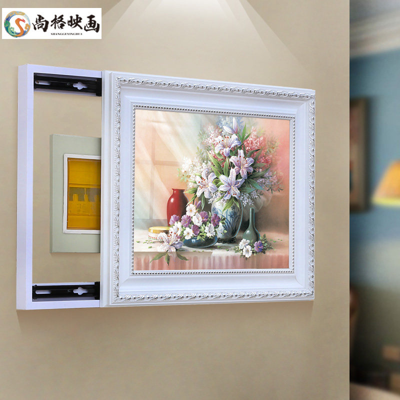 尚格 电表箱装饰画电盒配电箱推拉遮挡挂画配电箱客厅现代壁画