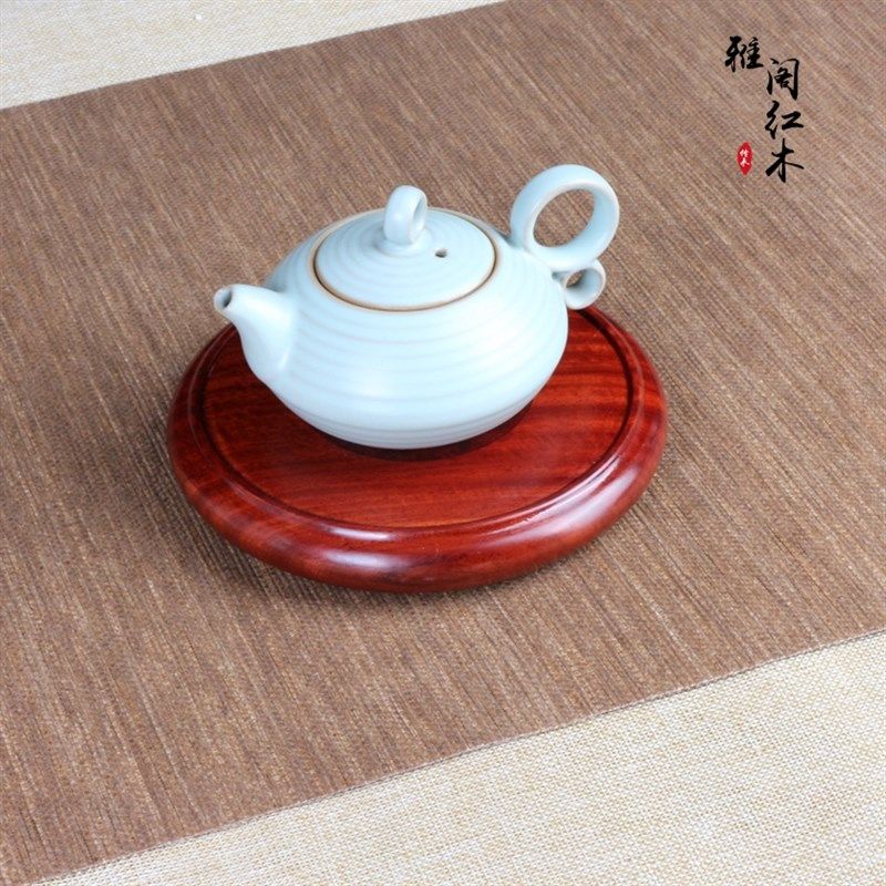 红木圆形瓶紫砂壶底座木垫梨木瘿木干泡盘实木茶盘