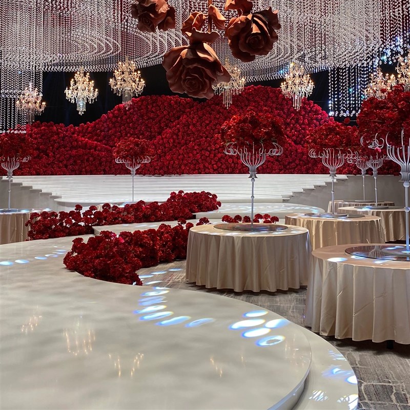 定制水晶厅婚礼堂圆餐桌桌布韩式纯色宴会圆餐桌现代贡缎布艺