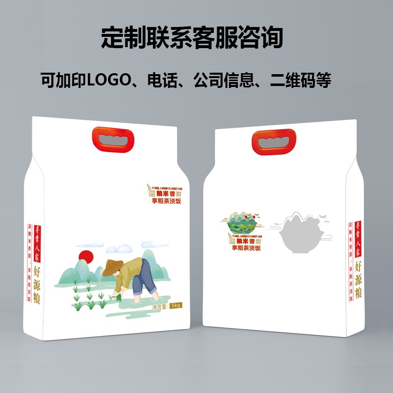 通用现货大米包装袋10斤四边封塑料米袋子定制5kg米砖真空外袋
