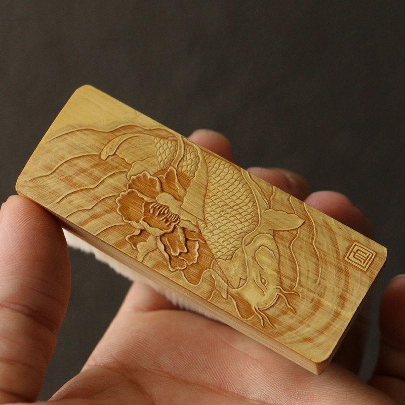 十几年老玉竹东阳名家裘立刚本工留青雕刻阴刻竹雕文玩超密刷子