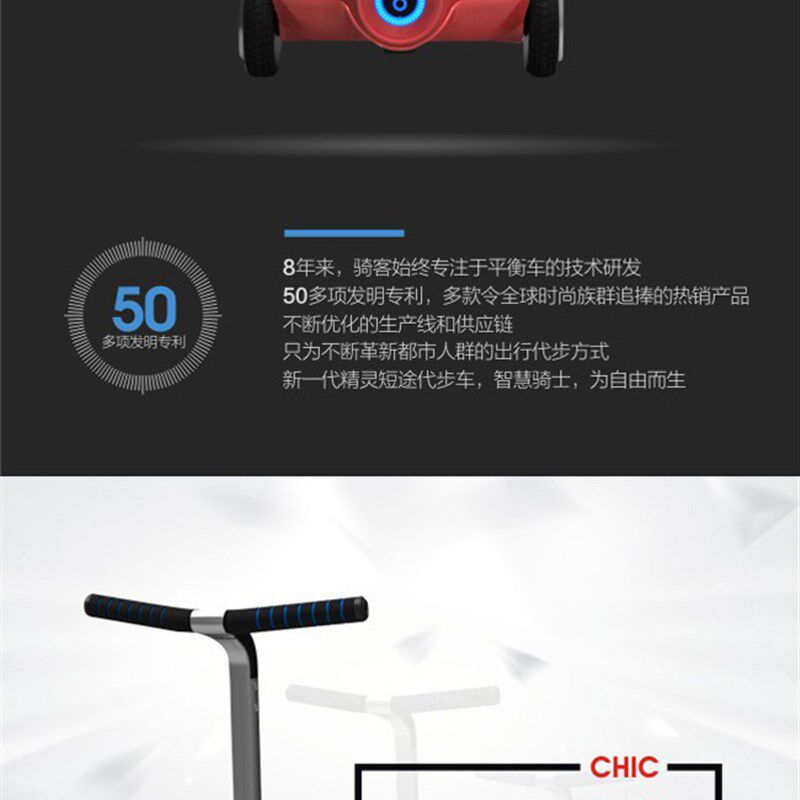 骑客精灵 带拉杆两轮平衡车迷你代步都市款儿童豪华新年礼品新选