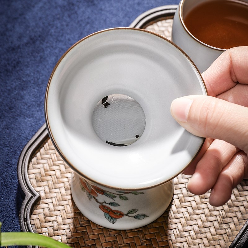 汝窑茶漏功夫茶具单独茶隔茶一体分离茶器泡茶叶器