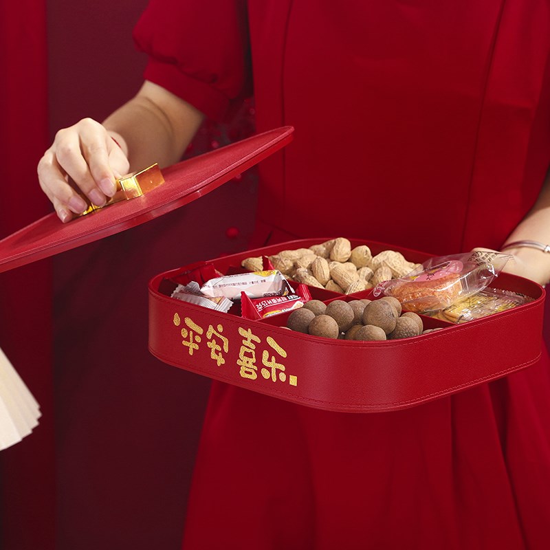 层分格果盘乔迁家用客厅茶几干果盒结婚装饰带盖高档零食糖果盘