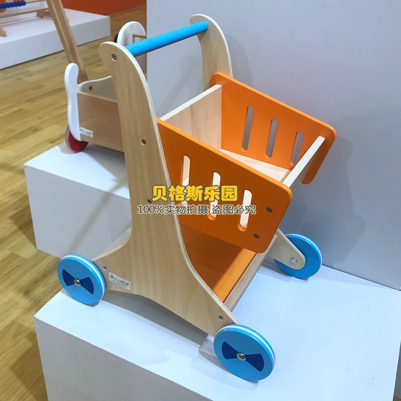 精品仿真超市手推车购物车幼儿园儿童早教仿真木制过家家