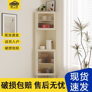 杂物收纳客厅展示柜m家用实木书柜带玻璃门高窄柜简易侧面抽拉立