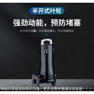 泥抽浆泵清淤抽粪抽泥沙WQ切割潜水泵立水泵80v 污水泵2HAD320v式