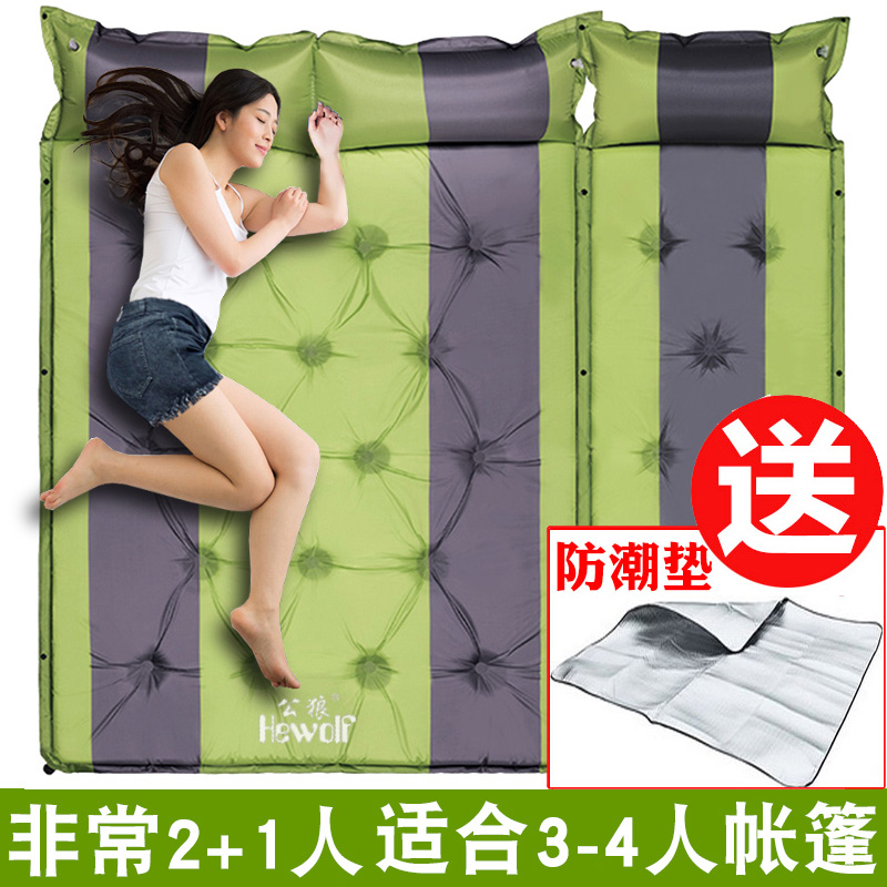 野餐户外防潮垫露营自动充气垫子双人加宽帐篷睡垫三3-4人加厚5cm