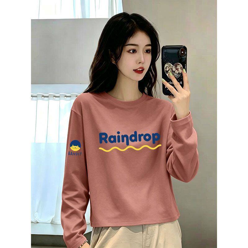 100%纯棉韩版宽松长袖T恤女