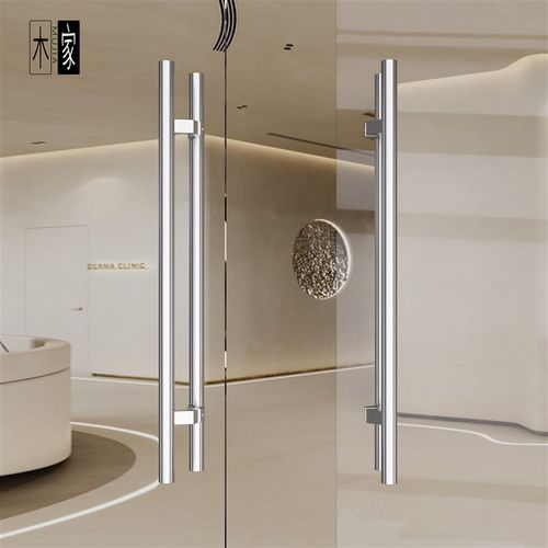 现代加厚有无框玻璃门拉手银黑色商店酒店对装大门拉手