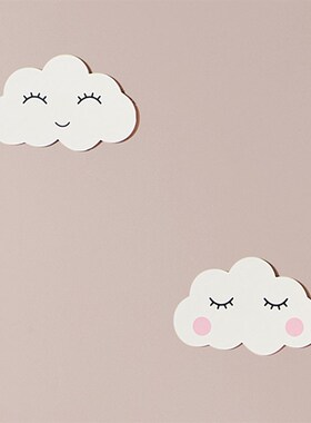 白色笑脸云朵睫毛墙幼儿园儿童房床头墙壁房间装饰立体墙