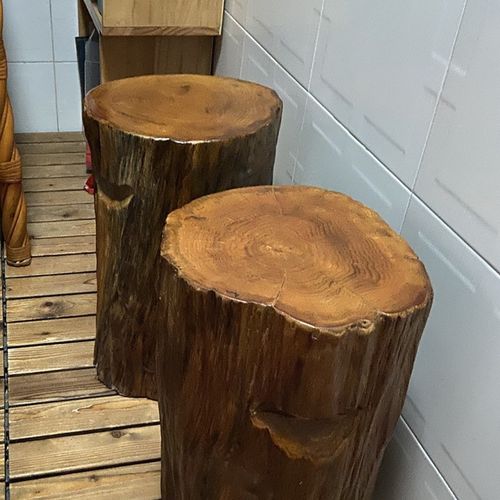 根雕实木墩子树桩木桩底座树墩茶几配凳大板支架圆木