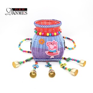 新款云南民族工艺小背篓 七彩撞色儿童小背篼 室内墙面挂饰