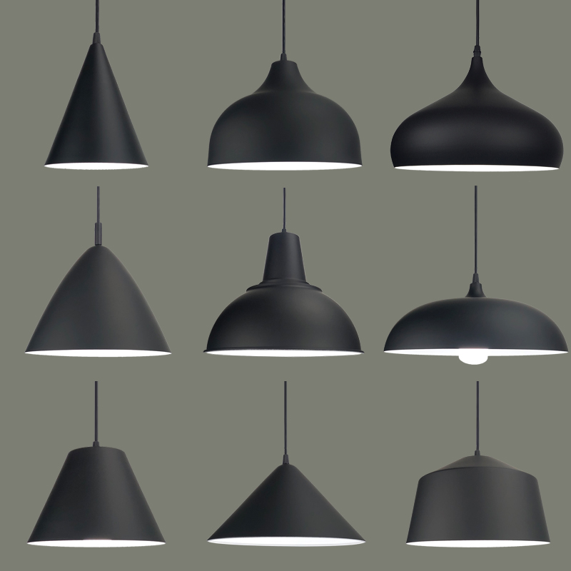 复古工业风格餐厅工程灯个性网咖奶茶店火锅店黑色锅盖小吊灯