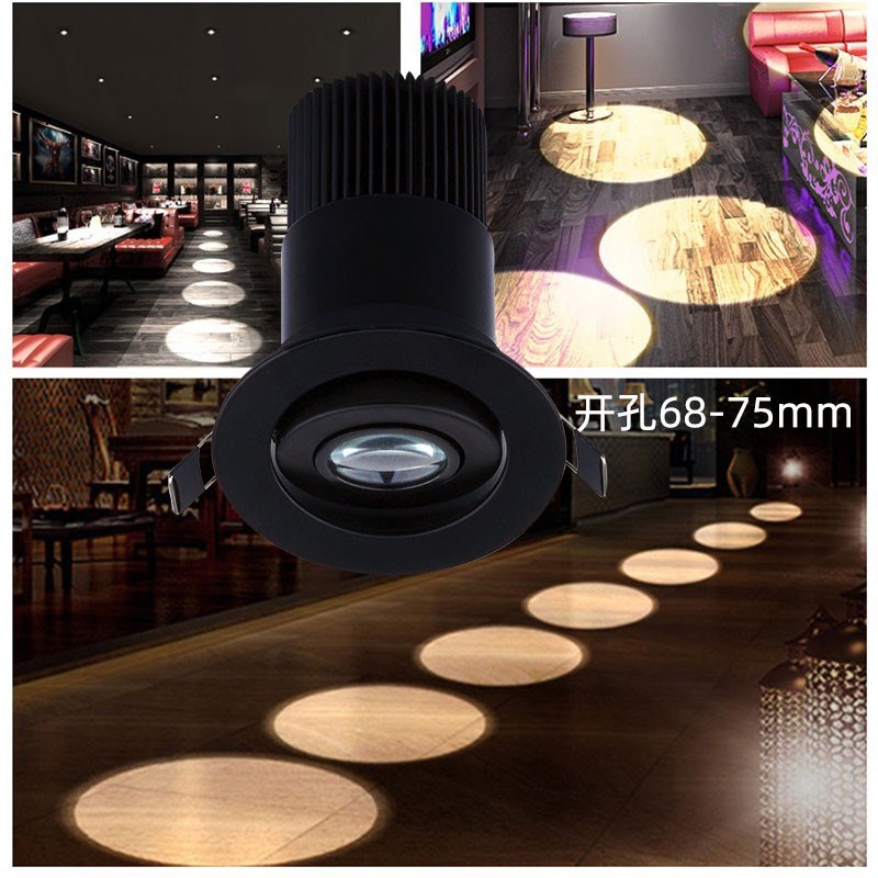 黑色led聚光射灯嵌入式W5W7W孔7.5公分75mm酒吧餐桌光圈氛围灯