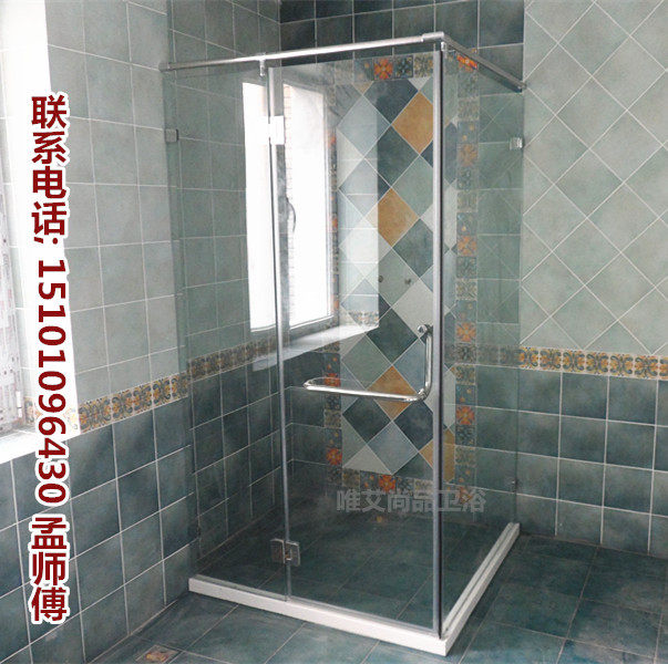 北京定制房隔断字形平浴室玻璃门 一字干湿分离