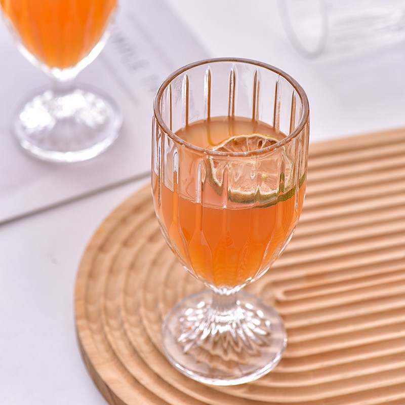 法兰晶高脚玻璃杯果汁杯轻奢家用大容量红酒杯香槟杯饮料啤酒杯