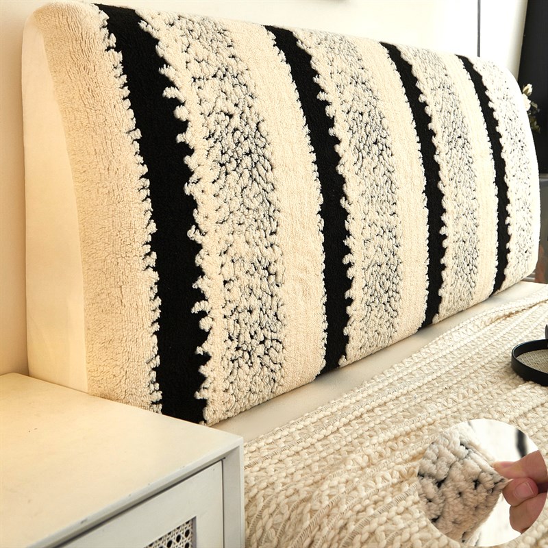 2024高级感床头套罩万能通用遮丑保护软包实木头靠背盖布条纹1米8