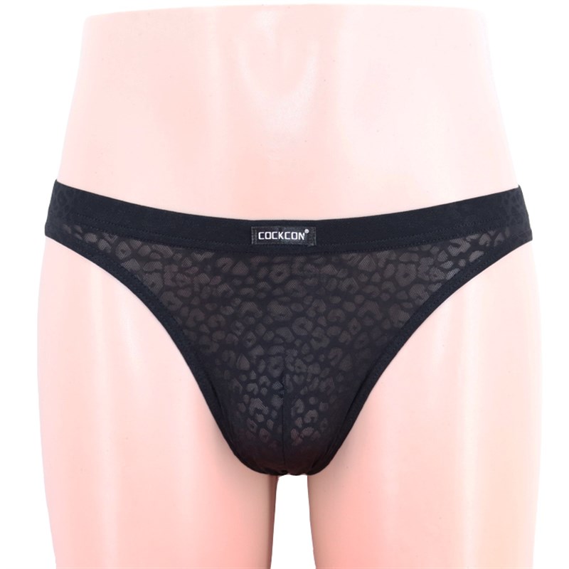 男士蕾丝内裤男透明JJ青年三角裤低腰超薄丝滑网纱透气裤头