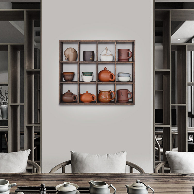 实木茶杯架子茶壶架多宝格茶具博古架收纳置物茶架壁挂展示架中式,住宅家具,多宝格/博古架,淘宝优惠券,粉丝福利购,淘宝优惠卷