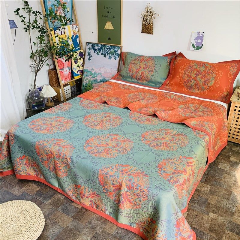 精梳棉细沙纱布毛巾被盖毯简约春夏单双人午睡休闲空调毯三件套,床上用品,床盖,淘宝优惠券,粉丝福利购,淘宝优惠卷