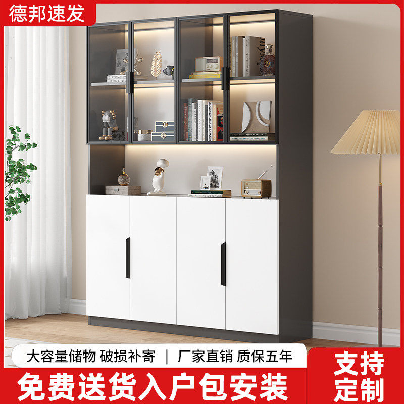 书柜带玻璃门手办展示柜防尘轻奢靠墙储物柜子陈列置物柜落地书架,住宅家具,组合书柜,淘宝优惠券,粉丝福利购,淘宝优惠卷