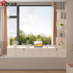 飘窗书桌柜化妆台一体抽拉式 伸缩电脑桌窗台柜阳台抽屉收纳柜L59
