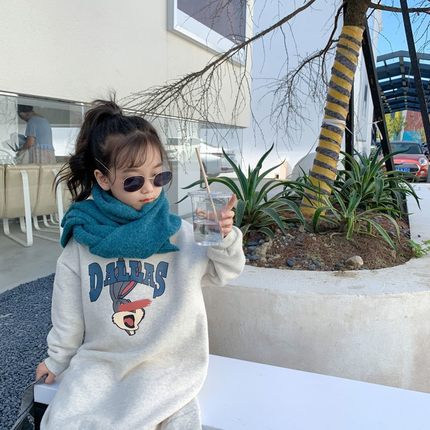 女童秋冬装连衣裙长袖2021洋气小女孩宝宝卫衣加绒儿童裙子中长款