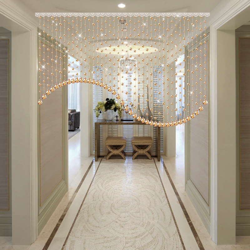 水晶帘子客厅珠帘隔断帘家用玄关屏风装饰过道门帘鞋柜挂帘免打孔