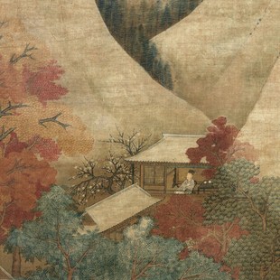 南北朝张僧繇雪山红树图山水画古画中国画字画名画复制品仿古画