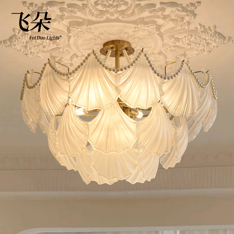 飞朵 法式吊灯轻奢客厅水晶灯创意玻璃餐厅灯温馨奶油风卧室灯具