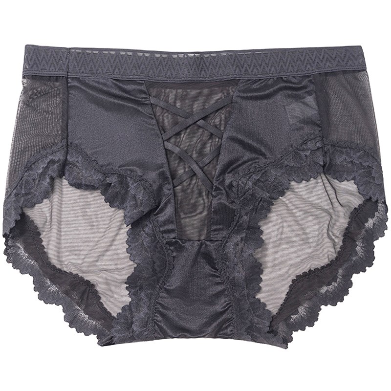 大码内裤女胖妹妹200斤蕾丝性感中腰网纱透明薄款透气无痕三角裤