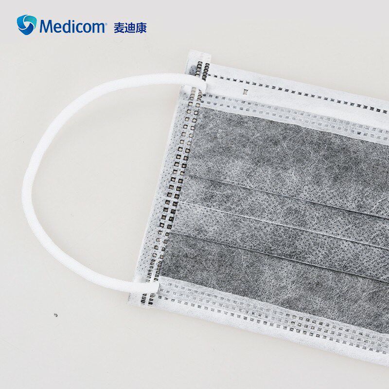 麦迪康一次性口罩女活性炭防异味四层防尘防装修二劳保加厚透气