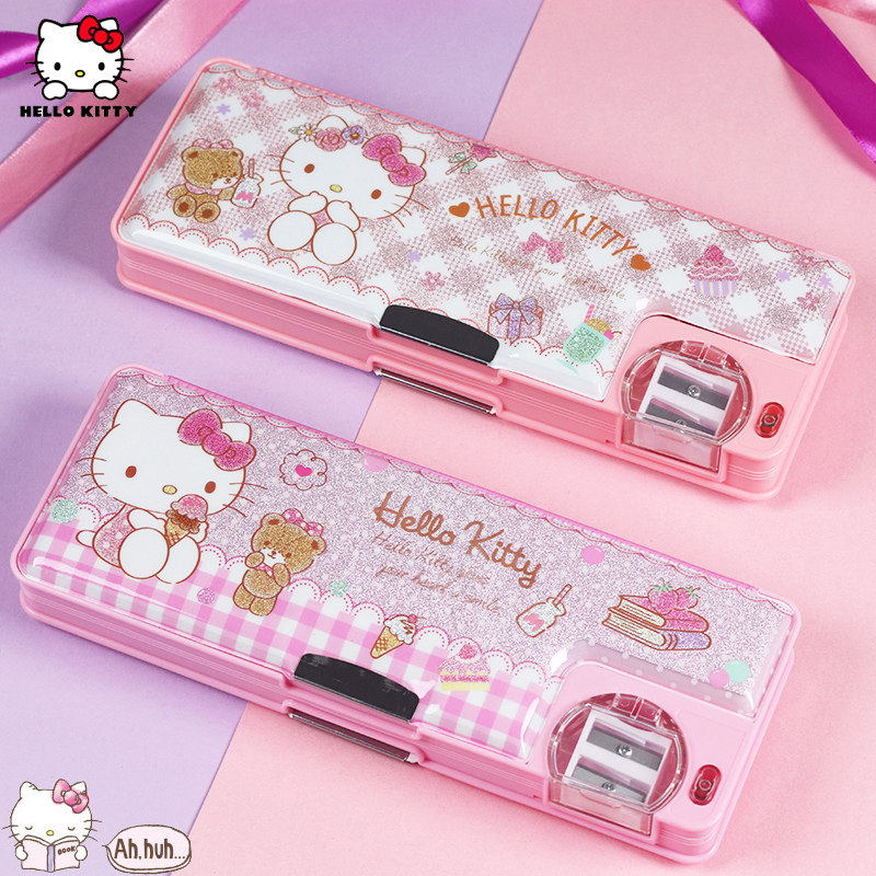 凯蒂猫文具盒女笔盒爱少女心儿童铅笔袋带笔削幼儿园创意性大容量