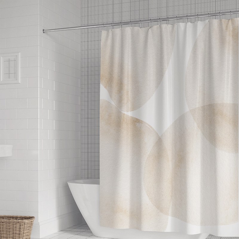 艺术抽象浴帘直销清新简洁线条防水防潮涤纶印花浴室隔离帘子