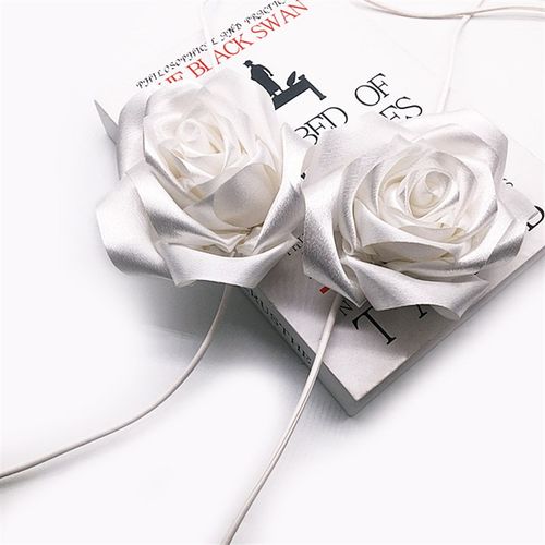 白色和黑色两款手工朵窗帘绑带装饰布艺绸缎束扎带绳窗饰束带