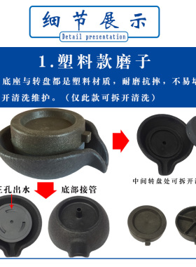 仿真流水塑料小磨盘鱼缸假山水族箱上水石盆景微景观造景招财摆件